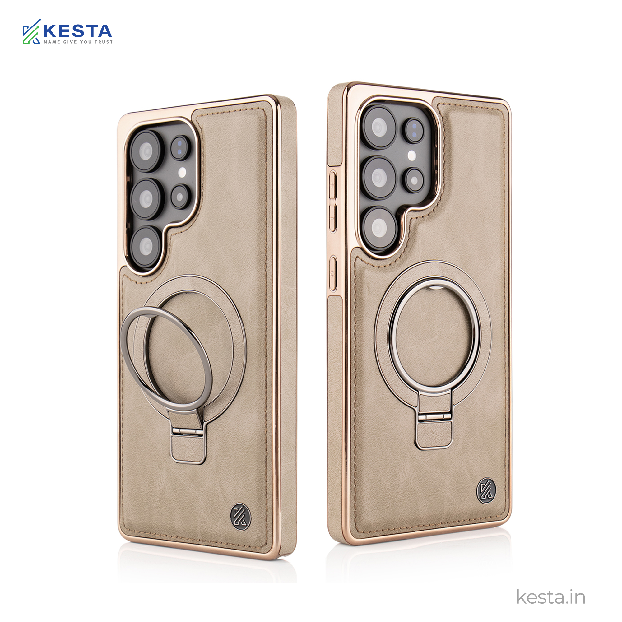 Samsung S25 Ultra Cover - Classy Elite Desert Leather Case (Built-In Magnetic Ring Holder)